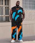 Big & Tall Colorblock Vest Pants Set for big men view 1