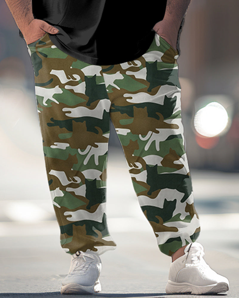 Big & Tall Graphic Camouflage T-Shirt Pants Set for big men view 3
