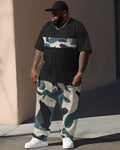 Big & Tall Colorblock Camouflage Two-piece Set for big men view 1