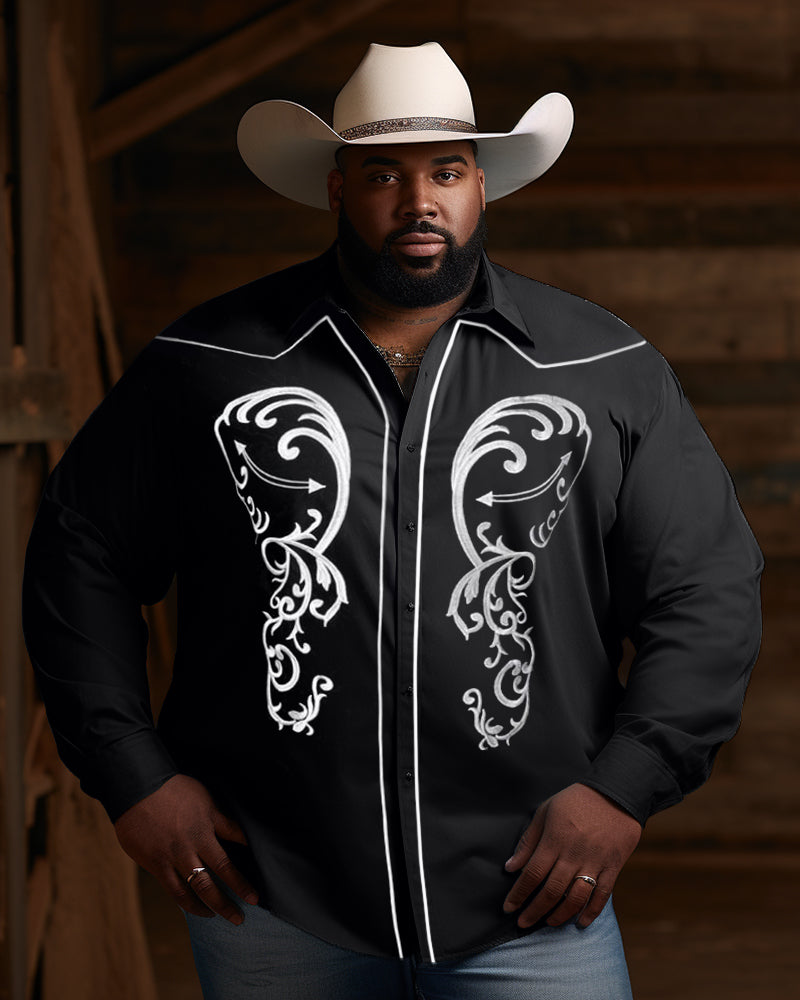 Big & Tall Western Denim Long Sleeve Shirt for big men view 1
