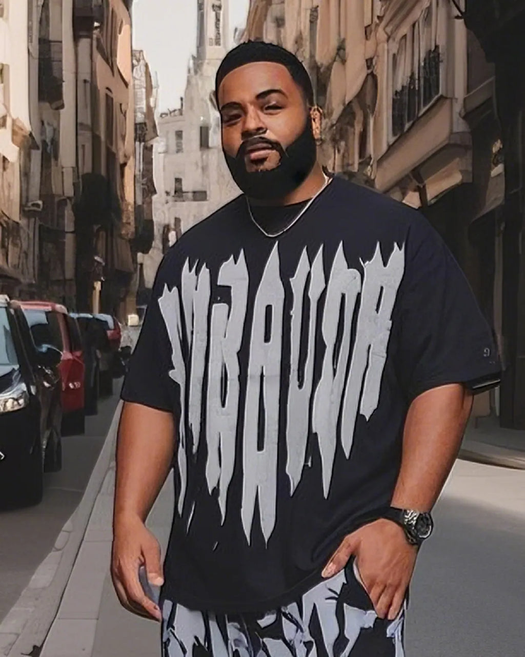 Big & Tall Graphic Two-piece Set for big men view 2