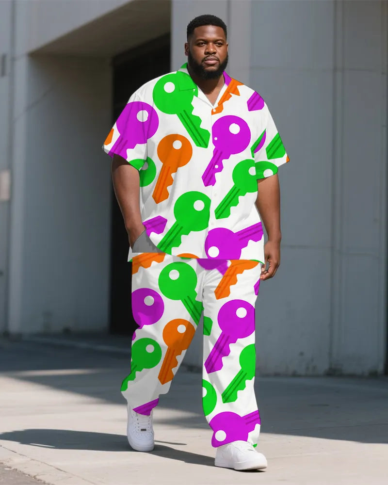 Big & Tall Graffiti Streetwear T-Shirt Pants Set for big men view 1