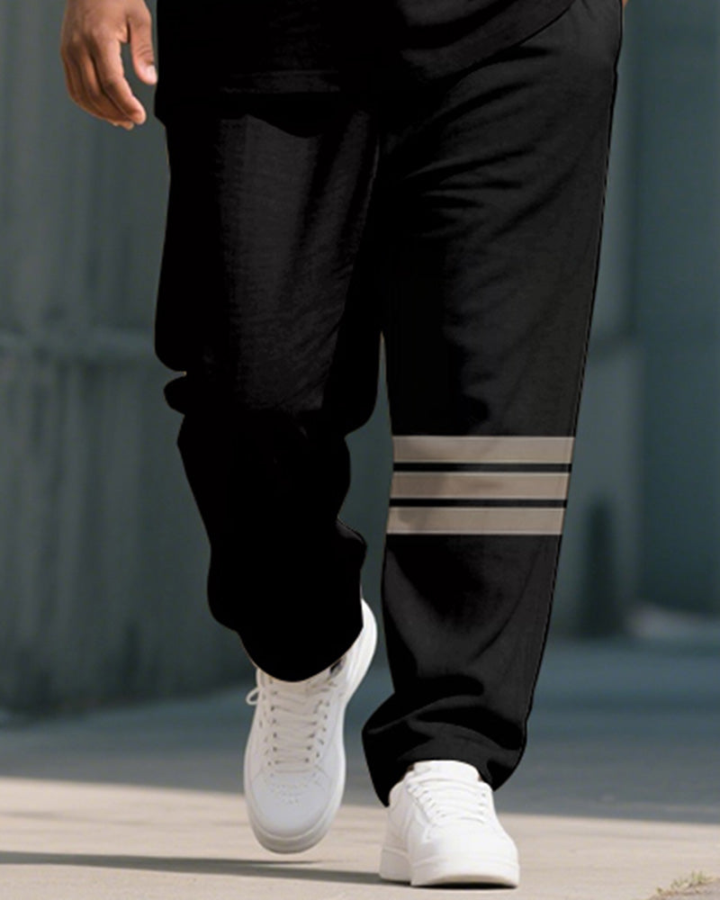 Big & Tall Black White Graphic T-Shirt Pants Set for big men view 3