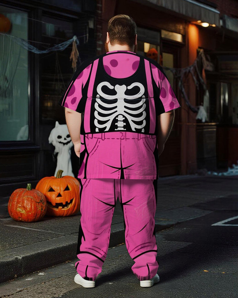 Big & Tall Pink Skull T-Shirt Pants Set for big men view 4