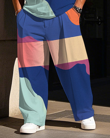 Big & Tall Colorblock Graphic Vest Pants Set for big men view 3