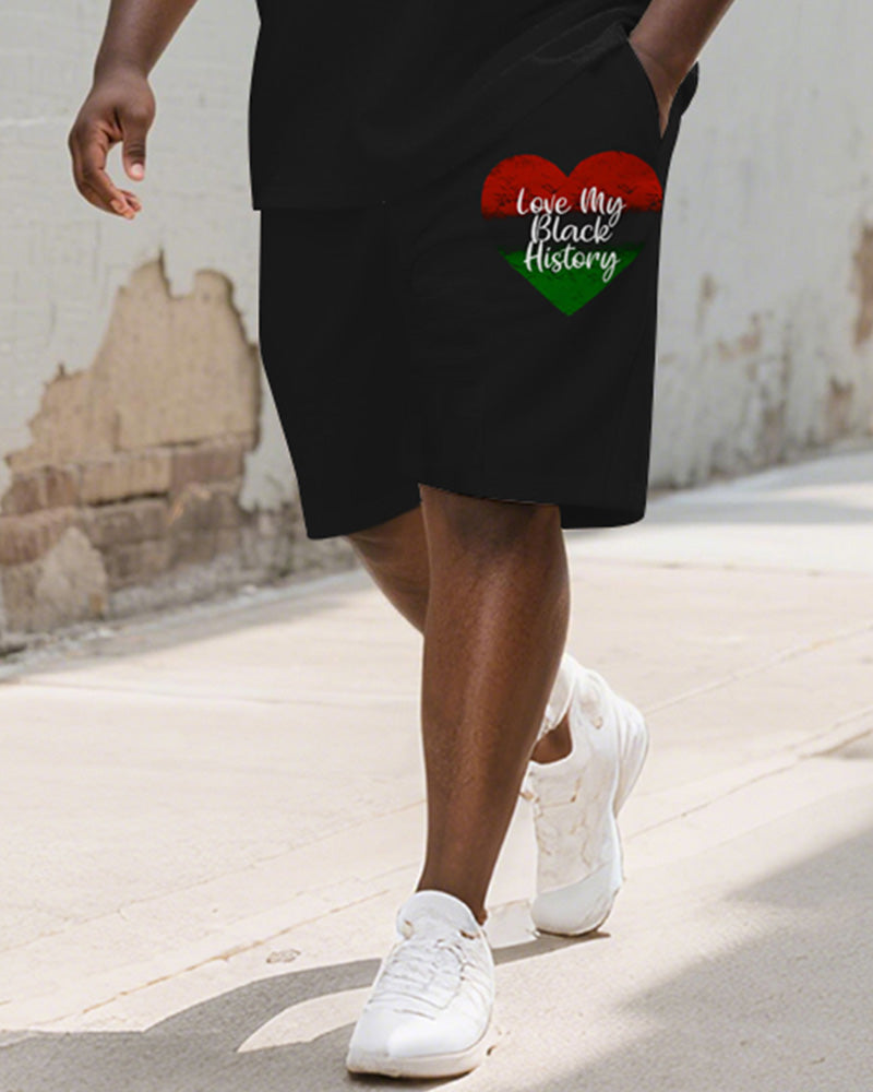 Big & Tall Juneteenth Graphic T-Shirt Shorts Set for big men view 3