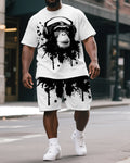 Big & Tall Splash Ink Streetwear T-Shirt Shorts Set for big men view 1