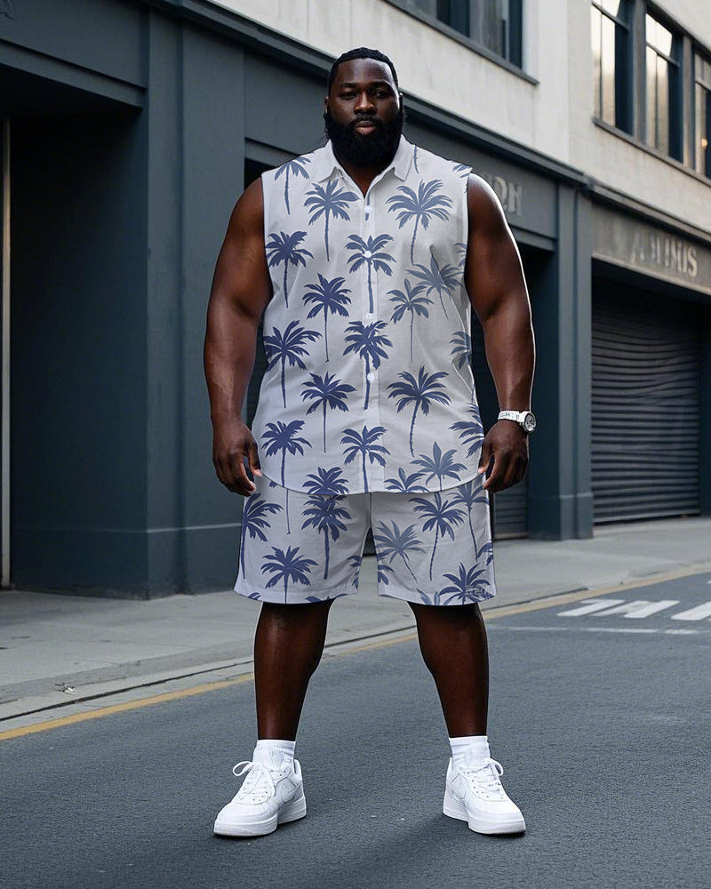 Big & Tall Hawaiian T-Shirt Shorts Set for big men view 1