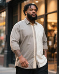 Big & Tall White Blue Striped Long Sleeve Shirt for big men