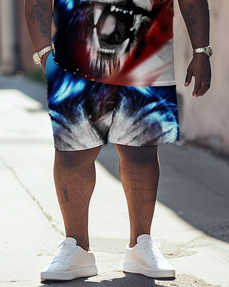 Big & Tall Graphic Streetwear Two-piece Set for big men view 3