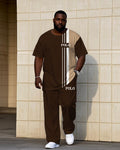 Big & Tall Colorblock Streetwear T-Shirt Pants Set for big men view 1