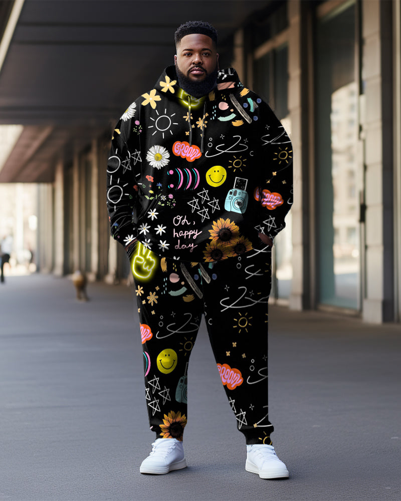 Big & Tall Graffiti Hoodie Sweatpants Set for big men view 1