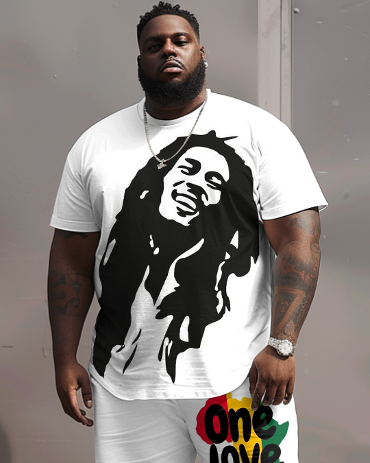 Big & Tall Reggae T-Shirt Shorts Set for big men view 2