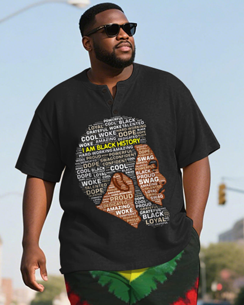 Big & Tall Juneteenth Graphic T-Shirt Shorts Set for big men view 1