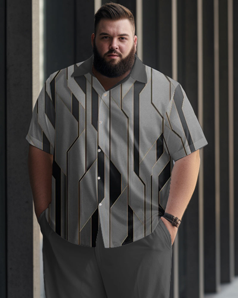 Big & Tall Striped T-Shirt Pants Set for big men view 2