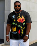 Big & Tall Black Graphic Graffiti Jeans for big men view 1