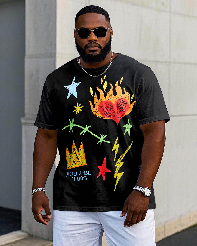 Big & Tall Black Graphic Graffiti Jeans for big men view 1