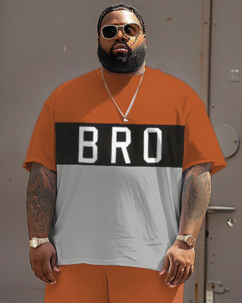 Big & Tall Colorblock Graphic T-Shirt Shorts Set for big men view 3