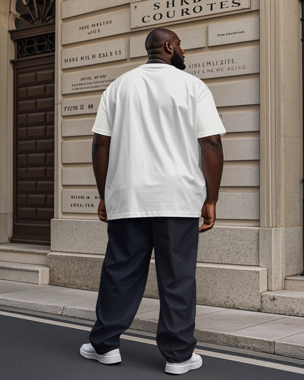 Big & Tall Geometric Graphic T-Shirt Pants Set for big men view 3