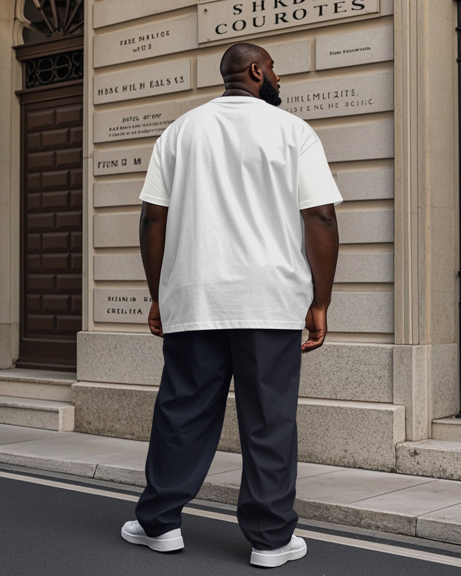 Big & Tall Geometric Graphic T-Shirt Pants Set for big men view 3