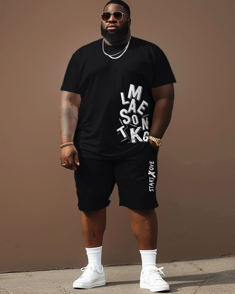 Big & Tall Graphic Streetwear Two-piece Set for big men view 2