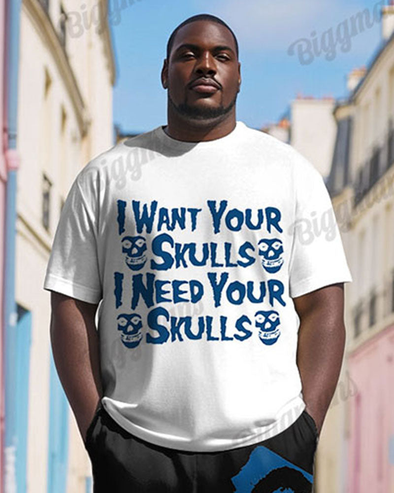 Big & Tall Graphic Streetwear Skull T-Shirt Pants Set for big men view 2