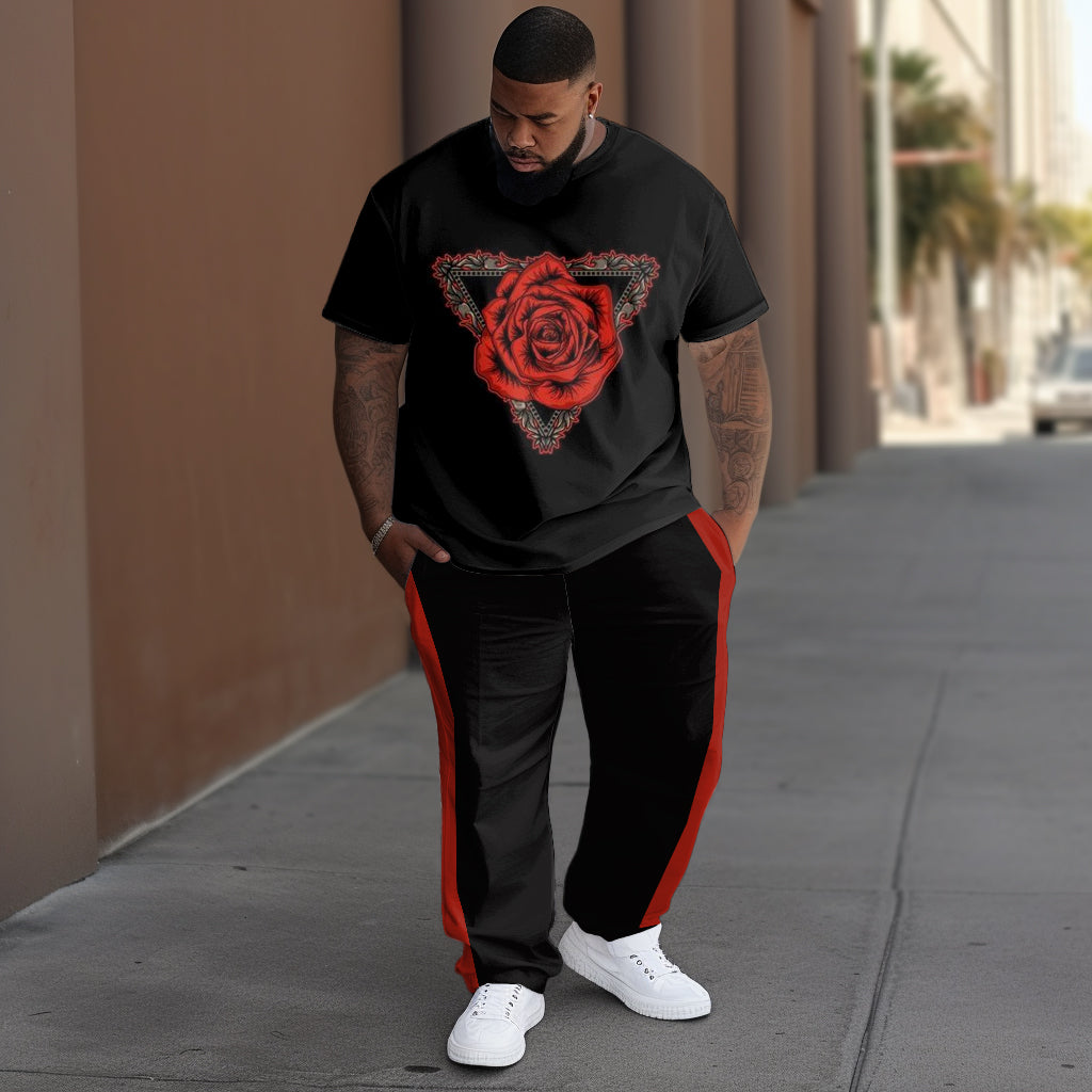 Big & Tall Geometric T-Shirt Pants Set for big men view 1