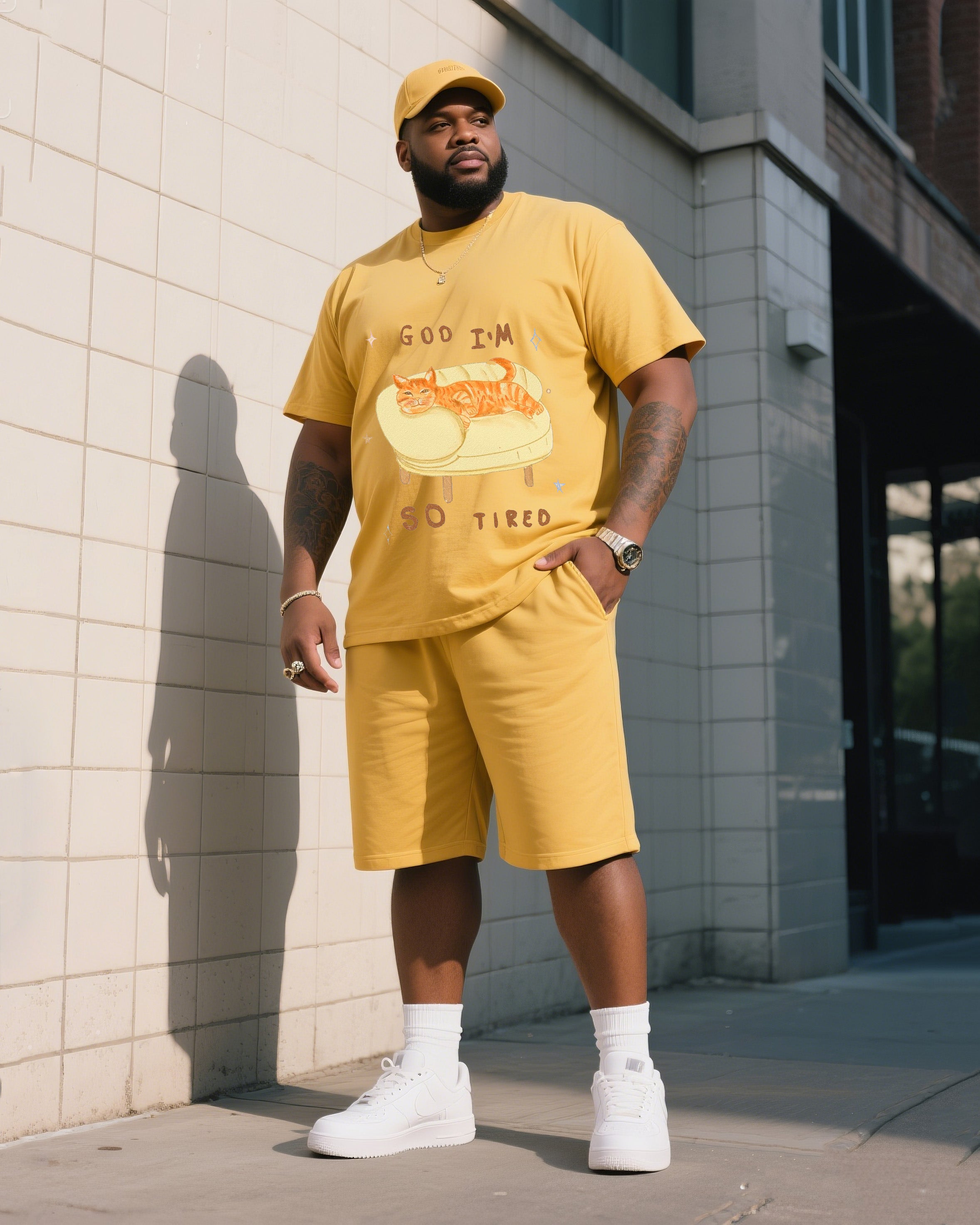 Big & Tall Graphic T-Shirt Shorts Set for big men view 1