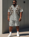 Big & Tall Gray Geometric Graphic Jeans for big men view 1