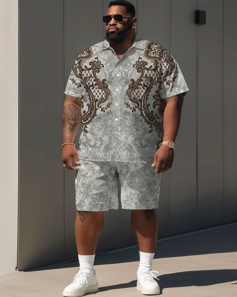 Big & Tall Gray Geometric Graphic Jeans for big men view 1