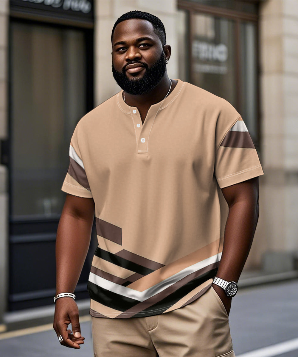 Big & Tall Orange Geometric Graphic T-Shirt for big men view 1