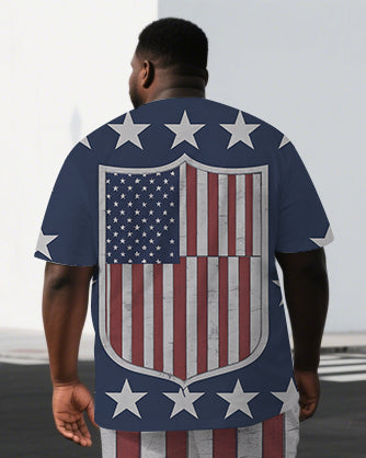Big & Tall Blue Graphic T-Shirt Shorts Set for big men view 2