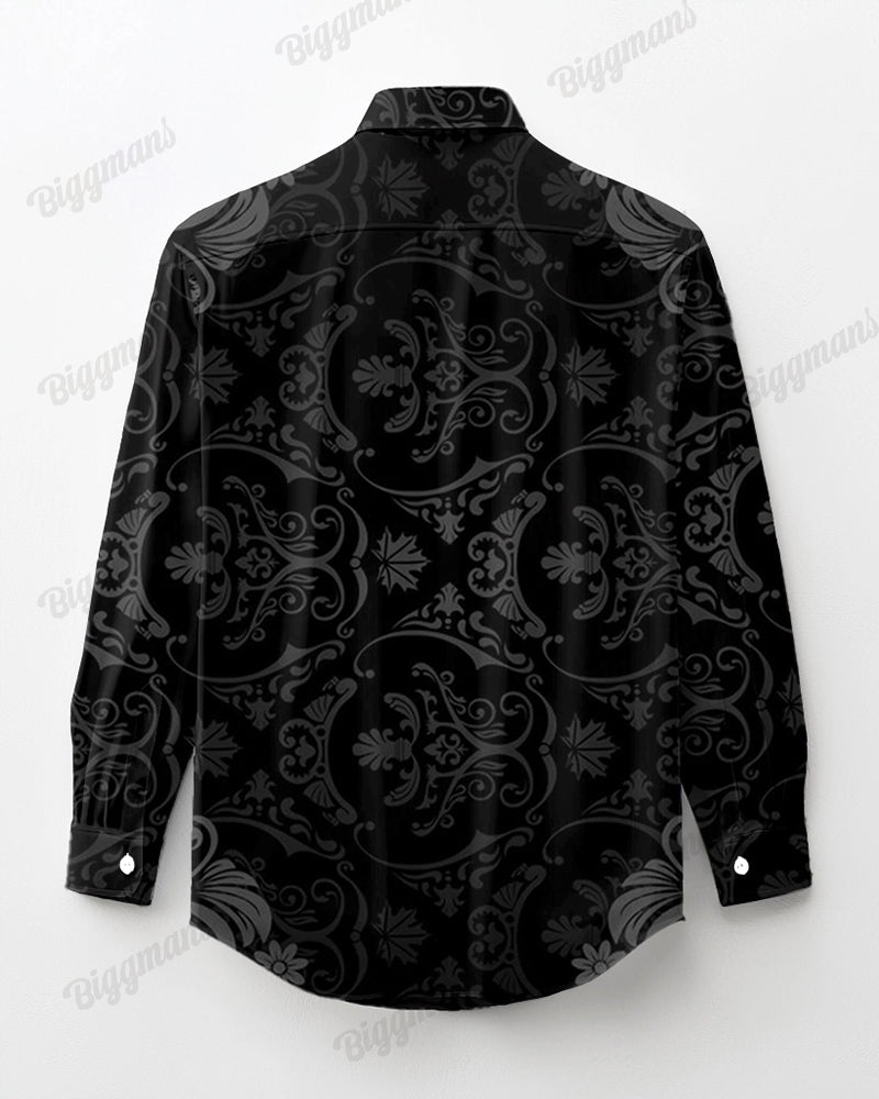 Big & Tall Patchwork Vintage Long Sleeve Shirt for big men view 4