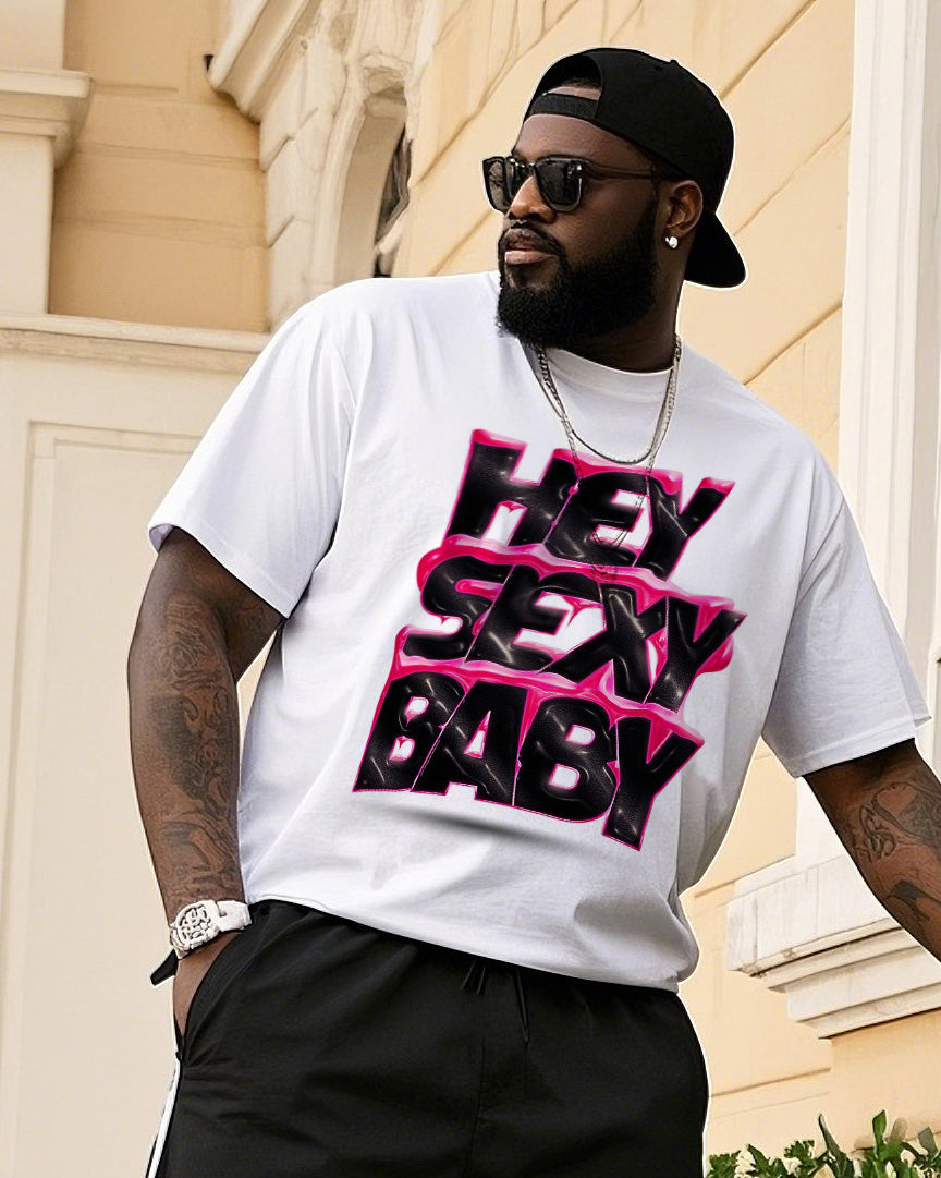 Big & Tall Graffiti Streetwear T-Shirt Shorts Set for big men view 3