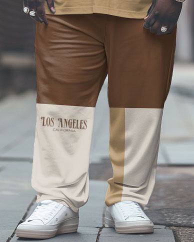 Big & Tall Colorblock Graphic T-Shirt Pants Set for big men view 3