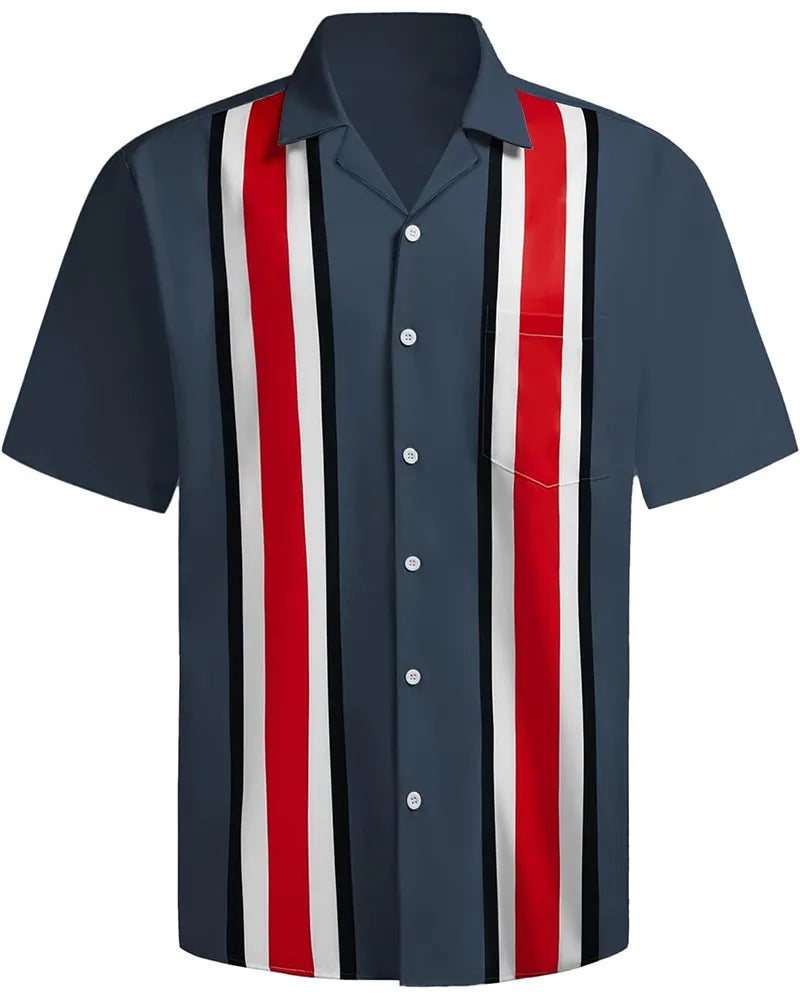 Big & Tall Hawaiian Striped Short Sleeve Shirt for big men view 8