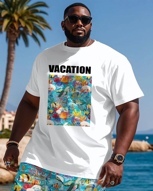 Big & Tall Hawaiian Streetwear T-Shirt Shorts Set for big men view 2
