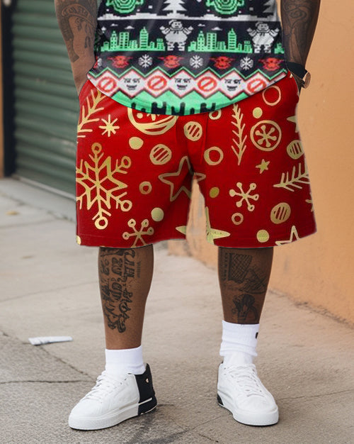 Big & Tall Geometric Graphic T-Shirt Shorts Set for big men view 3