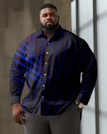 Big & Tall Plaid Business Casual Shirt Pants Set for big men