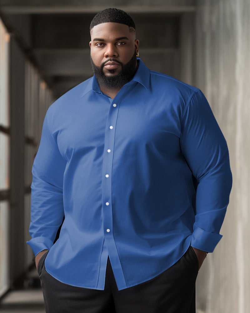Big & Tall Solid Color Long Sleeve Shirt for big men view 1