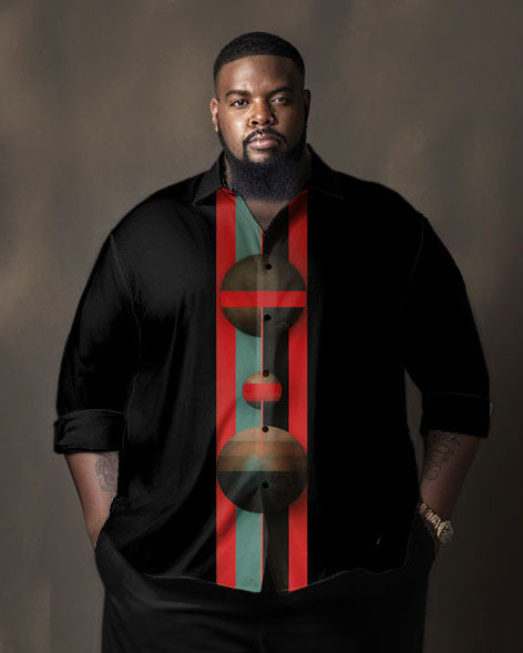 Big & Tall Colorblock Geometric T-Shirt Pants Set for big men view 2