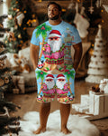 Big & Tall Hawaiian Graphic T-Shirt Shorts Set for big men view 1