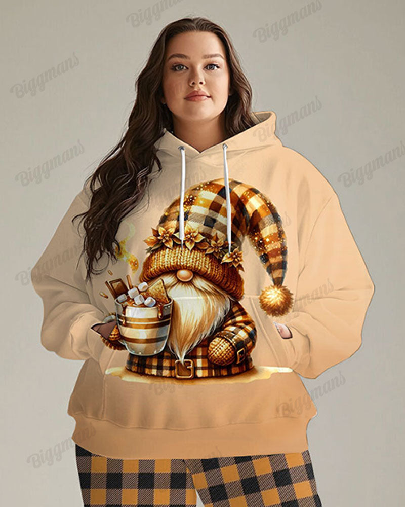 Big & Tall Plaid Graphic Hoodie Sweatpants Set for big men view 2