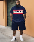 Big & Tall Business Casual T-Shirt Shorts Set for big men view 1
