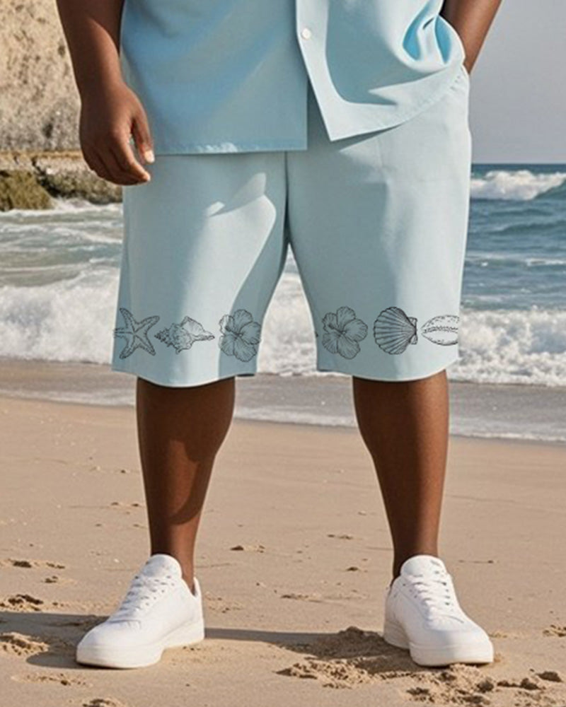 Big & Tall Purple Hawaiian T-Shirt Shorts Set for big men view 3