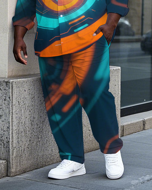 Big & Tall Geometric Streetwear T-Shirt Pants Set for big men view 3