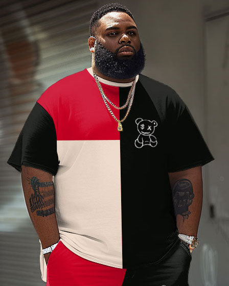 Big & Tall Colorblock Graphic T-Shirt Shorts Set for big men view 3