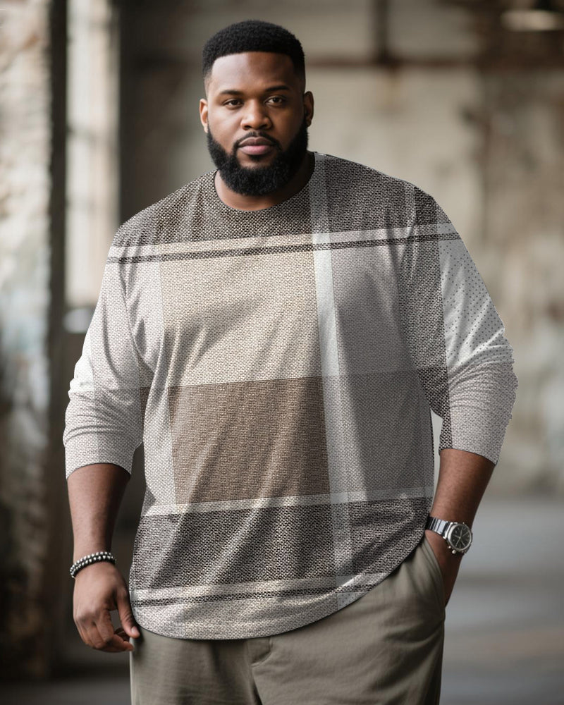 Big & Tall Brown Geometric Graphic T-Shirt for big men view 1