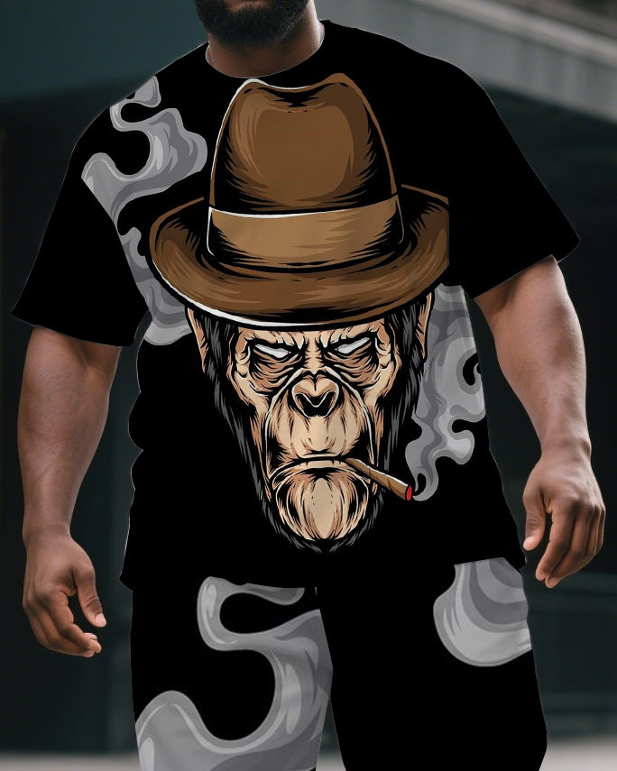 Big & Tall Graphic T-Shirt Shorts Set for big men view 2