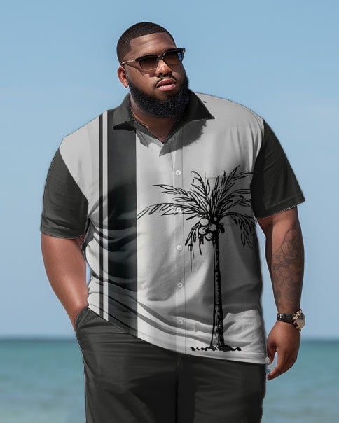 Big & Tall Hawaiian Colorblock T-Shirt Shorts Set for big men view 2